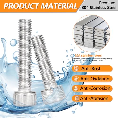 136 Pcs M8 Hex Socket Head Cap Screws Kit, M8-16/20/30/40/50mm Bolts M8 - 16/20/30/40/50mm