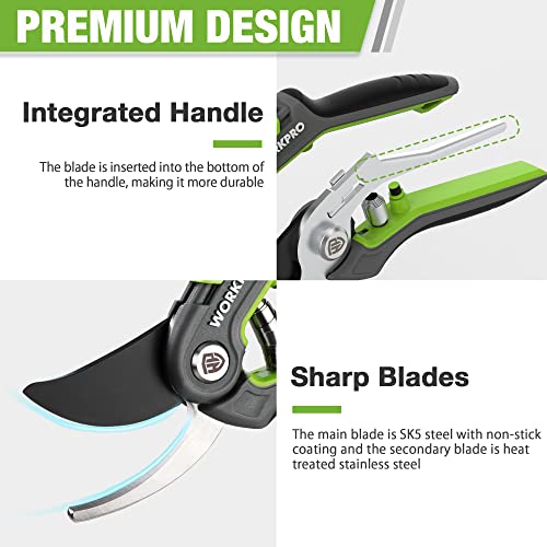 WORKPRO 2 Pack Clear Safety Glasses and WORKPRO Garden Pruning Shears 2 Pack