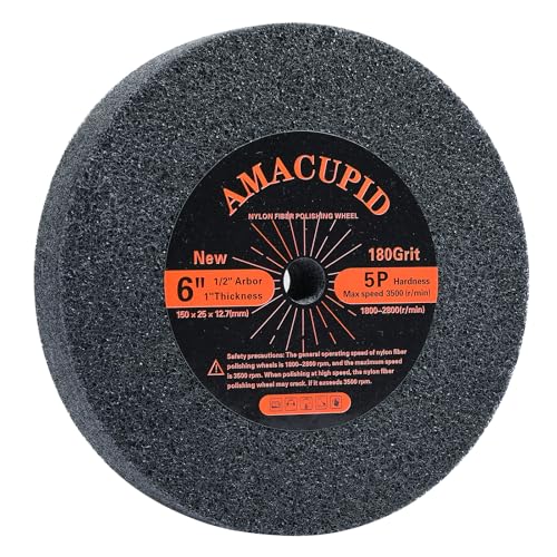 Deburring Wheel Brushed Buffing Wheels. For Bench Grinding Polishing Machine. Polishing Stainless Steel Copper and Aluminum. 6 inch Diameter,1/2 inch Arbor,1 inch Thickness,180 Grit.