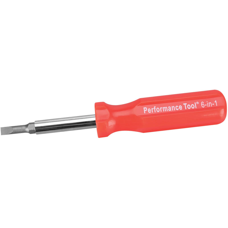 Performance Tool W975 6-in-1 Quick Change Screwdriver With Hex Torque Handle, Chrome Vanadium Steel 6 in 1 Screwdriver