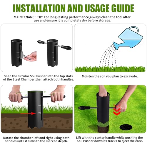 Portable Golf Hole Cutter with Detachable Handle - USGA Standard 4" & 6" Golf Cup Digger Kit with Detachable Handle for Backyard Putting Green, Lawn & Garden Practice
