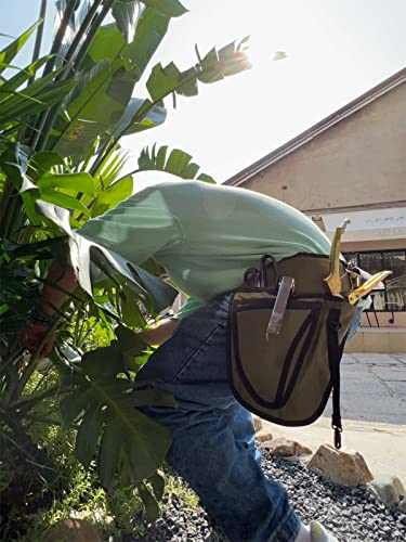 KUNN Garden Tool Belt,Durable Adjustable Tool Belt Waist Pouch with 4 Pocket for Women Men Gardeners Florist Army Green + 5 Gallon Bucket Organizer 18-Pocket Tool Bag with Hangable Handle