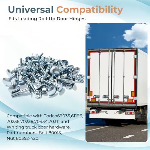 50 Pack 1 1/4" Carriage Bolt & Nut Kit，Box Truck Trailer Roll Up Door Parts