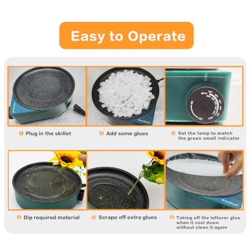 Electric Hot Glue Pot, 580ml Hot Glue Melting Pot for Crafiting with Temperature Control 212°F-392°F, Glue Skillet Able to Melt Glue Pieces and Glue Sticks (600, volts_of_alternating_current)