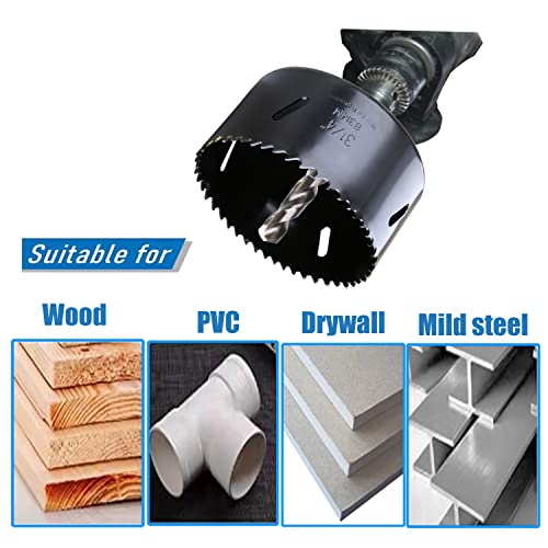 8” HSS Bi Metal Hole Saw Cutter for Wood Drywall Plastic Aluminum Mild Steel Iron Metal Stainless Steel Heavy Duty Hole Saw Bit with Arbor (203mm)8"