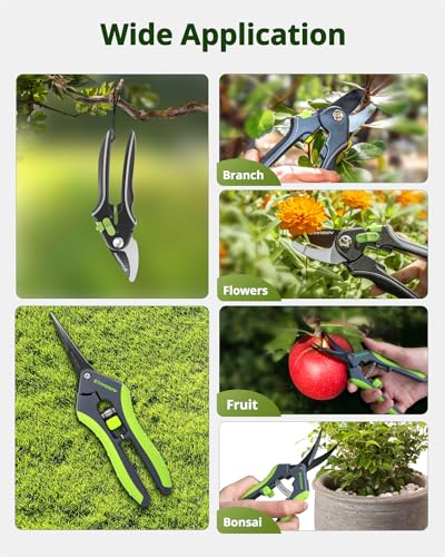 8.5" Bypass Pruning Shears & 6.5" Curved Gardening Scissors and 7" Folding Hand Pruning Saw Set Ideal Gardening Gifts