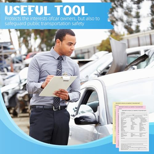 Detailed Driver's Vehicle Inspection Report Forms/Books,5 Packs 3-Ply Carbonless,50 Sets of Forms per Daily Pre-Trip Checklist Log for Truck Drivers 5.5" x 8.5".(Total 250 Sets)
