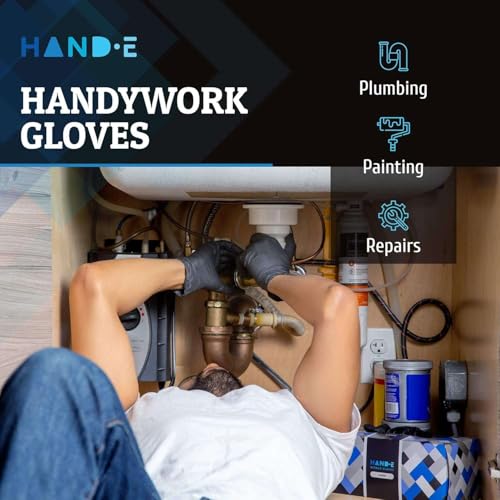 Hand-E Touch Black Nitrile Disposable Medical Gloves [Extra Thick 5 Mil] Medium - Pack of 100 - Surgical Gloves, Latex Free, Powder Free, Medical Examination Gloves Medium (100 Count)