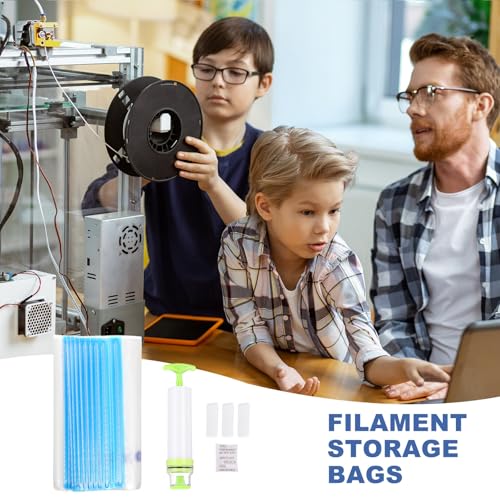 sourcing map 20pcs Filament Storage Bags, 11x13 Inch Plus Size 3D Printer Accessories Vacuum Storage Bags, Keep Filament Dry Sealed Kit with Hand Pump Sealing Clip