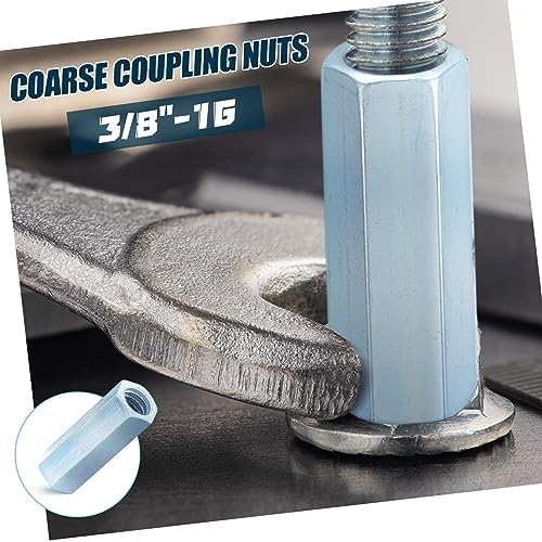 Blulu 50 Pcs Coarse Coupling Nuts 3/8''-16, Zinc Plated Carbon Steel