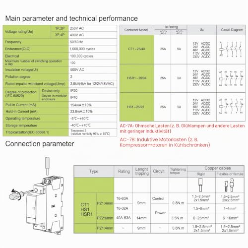 Heschen Household AC Contactor, HSR1-25, 4 Pin 4 Normally Closed, AC 220V/230V Coil Voltage, 35mm DIN Rail Bracket 230VAC 4NC 1