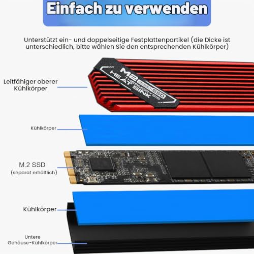 ASTARON M.2 SSD Heatsink 2280, Thin Cooler with Nano Thermal Pads (0.5-1mm), NVME M2 Thermal Pad, Double Sided Heatsink for PC/PS5/Gaming Laptops (Black) black