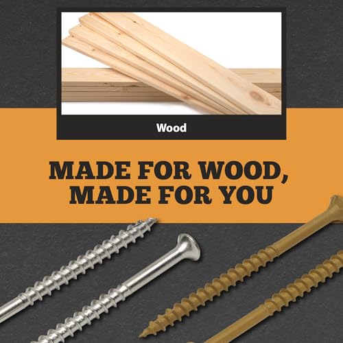 Wood Screws #8x1-1/4, Self Tapping Wood Screws with Torx T20 Star Drive, Type 17 Slot Point, 1 Free Bit Included (Tan, 500), by YYL FASTENER