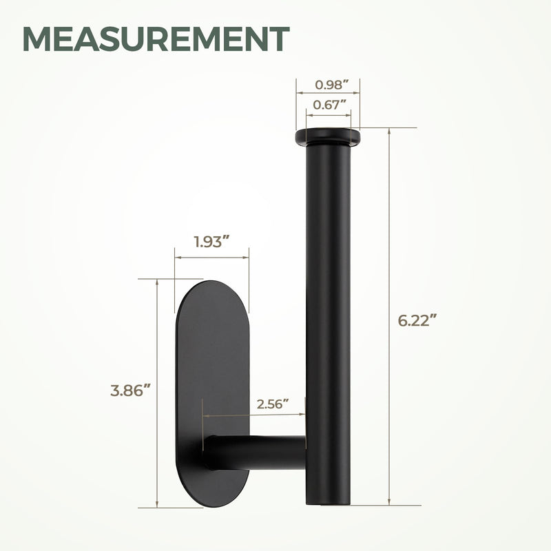 Joy Design 3 Pack Adhesive Toilet Roll Holder Stand - Matte Black SUS304 Stainless Steel, Rustproof Toilet Paper Holder No Drilling Tissue Holder for Kitchen Bathroom Wall Mount Bathroom Tissue Holder