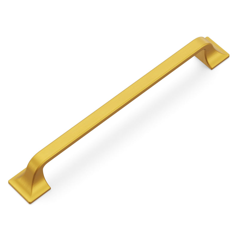 Hickory Hardware 1 Pack Solid Core Kitchen Cabinet Pulls, Luxury Cabinet Handles, Hardware for Doors & Dresser Drawers, 7-9/16 Inch (192mm) Hole Center, Brushed Golden Brass, Forge Collection 7-9/16 Inch Center to Center