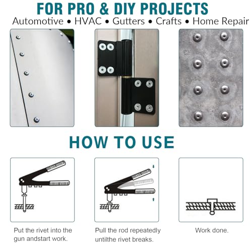 Aluminum Pop Rivets Assortment Kit for Metal, Wood, PVC, Automotive & DIY Projects,3/32" 1/8" 5/32" 3/16" 1/4" Blind Rivets Set with Dome Head - 600 Pcs 15 Sizes, Remaches Para Metal