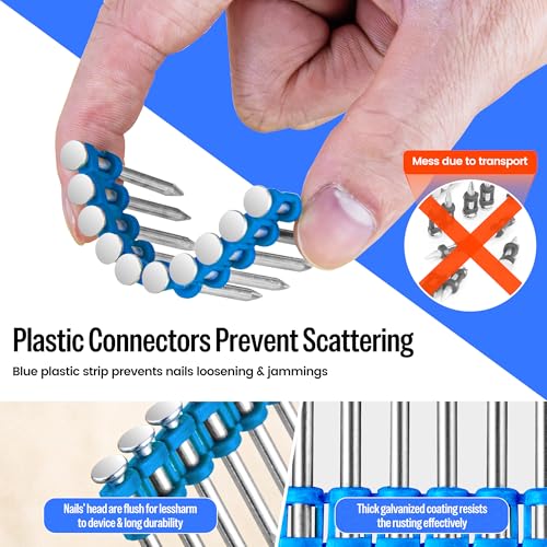 meite 12 Gauge Concrete Nail Drive Pins 7/8 Inch, Plastic Collated 1,000PCS 1 Box 7/8" Concrete Nails