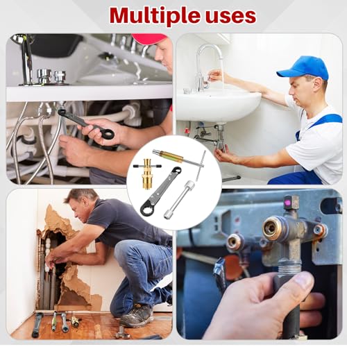 4 Pcs Angle Stop Wrench Kit Plumbing Tool, Olive Ring Removal Tool with Diameter of 1/2", 3/4", Compression Sleeve Puller for 1/2" Compression Fitting, Install Angle Stop Nut(Ferrule,Grey) Ferrule Grey