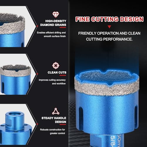 PATIKIL Diamond Hole Saw 6" 152mm with 5/8"-11 Thread Blue 6" (152mm) 1