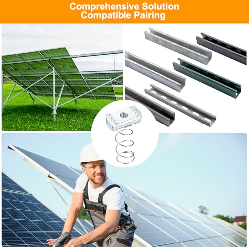 uxcell Strut Spring Channel Nut Regular, 50Pcs M8x34.5 Carbon Steel Zinc-Plating Long Spring Nuts for Strut Channel Mounts Solar Panel M8x34.5x20mm 50