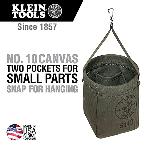 Klein Tools 51A Tool Pouch, Utility Pouch for Carrying Nuts and Bolts, with Interior Pocket, No. 10 Canvas, 9 x 3.5 x 10-Inch Pouch + Bag