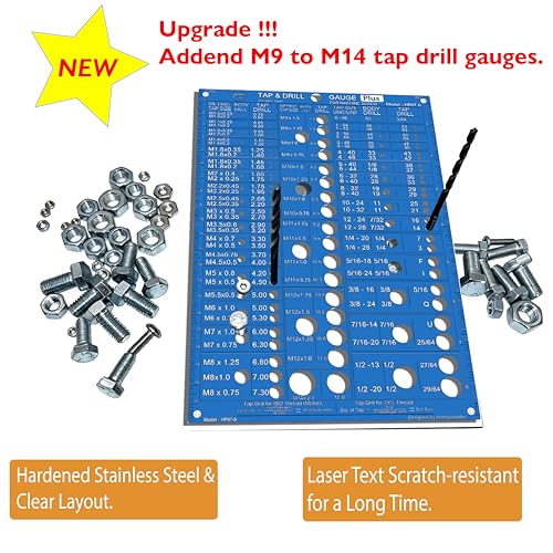 Tap & Drill Size & Bit Gauge | Metric and SAE,Accuracy 0.0008‘’ (0.02mm) Tap Drill Gauge Plus