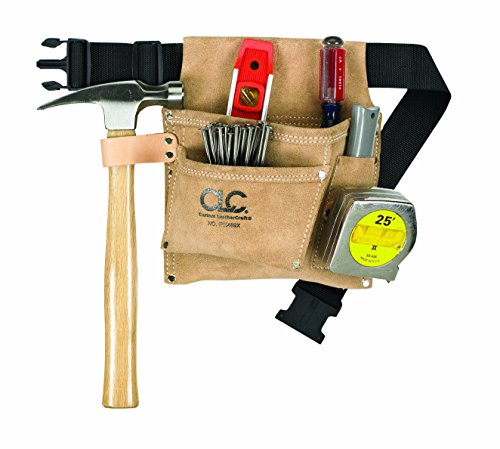 CLC Custom Leathercraft IP489X Suede Tool Bag & Poly Web Belt, 3 Pocket & Swanson Tool Co S0101 7 Inch Speed Square, Blue