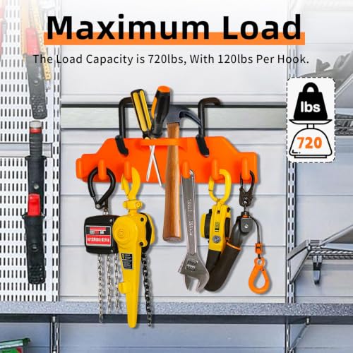 Lineman Tool Board, Line Work Tools Organizer, including 2PCS 3" and 2 PCS 4" Aerial Bucket Hooks, Truck Hook Bucket Organizer, for Trucks Tool and Lineman. Orange
