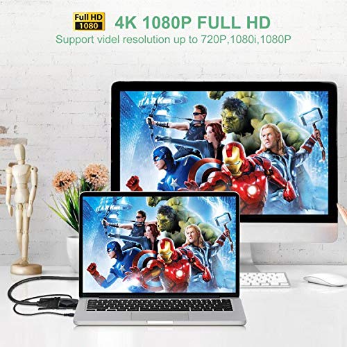 FDG SZFUDIGO HDMI to VGA Adapter, 3.5mm Audio, Gold-Plated, Compatible with PC, Monitor, Projector, 1920x1080@60Hz, 1080p Full HD, Black