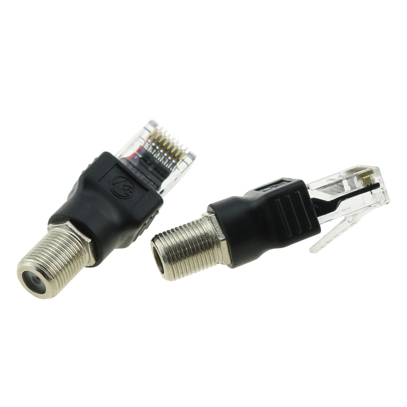 2PCS Coaxial Connector RF to RJ45 Converter Adapter F Female to RJ45 Male Coaxial Barrel Coupler Suitable for Surveillance and Video Cable and Cable TV Cable