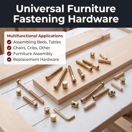 54 Set Crib Screws Hardware Replacement Kit - M6 Furniture Bolts Nuts Kit