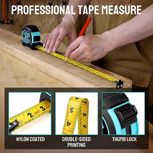 DURATECH 25FT Magnetic Double-Sided Tape Measure, Easy Read Measuring Tape 25 FT 2 Pack