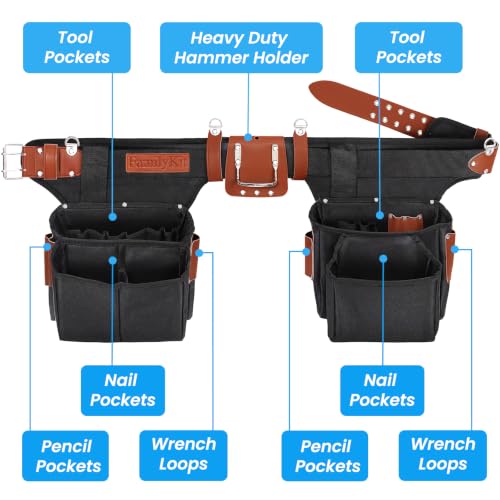 FamilyKit PU Leather Tool Belt, Heavy Duty Construction Tool Belt