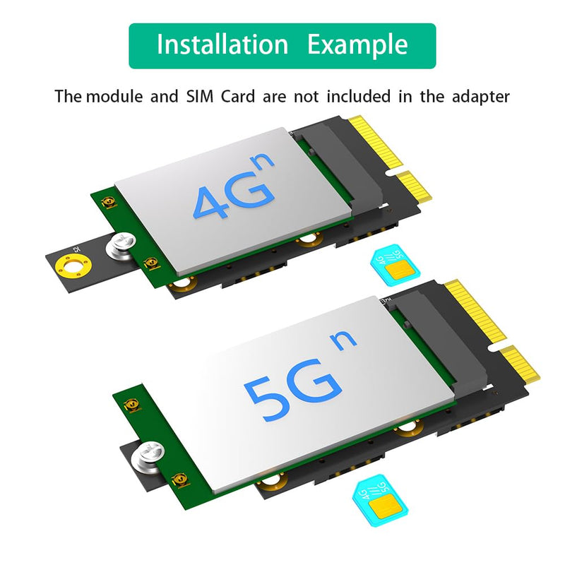 M.2 Key B to Mini PCI-E Adapter with Dual Nano SIM Card Slot for 3G/4G/5G Module Black