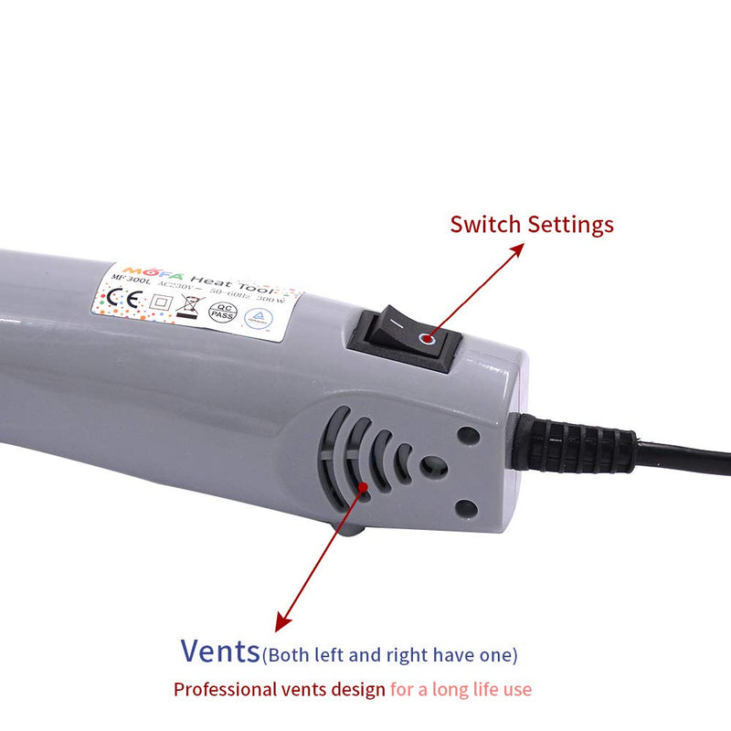 mofa New Mini Hot Air Gun Electric 300W Mini Shrink Heat Tool Embossing Heat Tool Mini Hot Air Gun DIY Tool (Silver) Silver