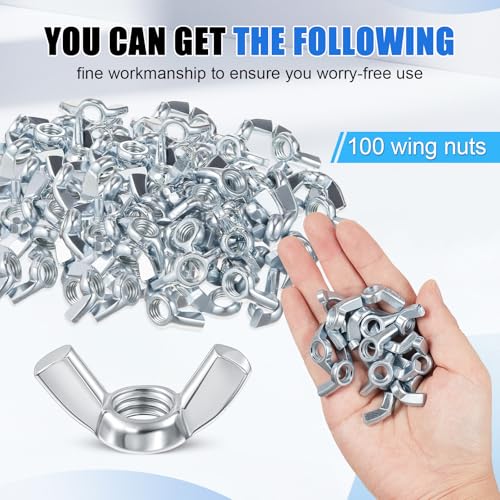 Moxweyeni 100 Pcs 3/8"-16 Wing Nuts Bulk Carbon Steel Butterfly Nuts