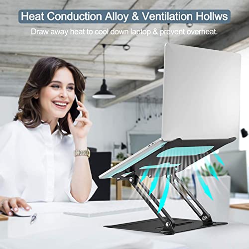 Adjustable Laptop Stand,Portable Laptop Computer Stand Riser&Multi-Angle Stand with Heat-Vent to Elevate Laptop Holder for Mac,Notebook,Lenovo KT1-black Black