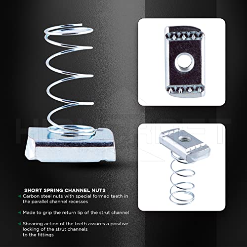 Highcraft OTDT-A36 1/4-Inch Thread x 1-3/8-Inch Strut Channel Nuts with Short Spring, Carbon Steel with Zinc Finish-50 Pack, Chrome 1/4 in. x 1-3/8 in.