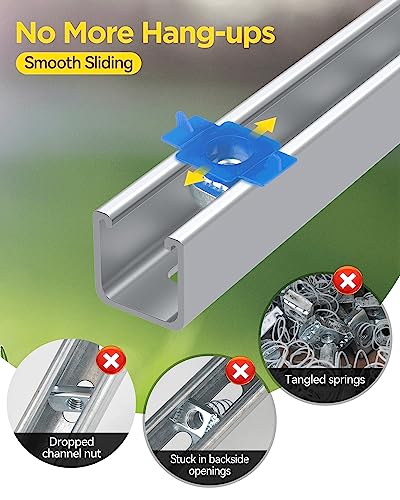 3/8"-16 Nylon Channel Squeeze Nut - 60 Pcs, 1/2″ Drive 3/4″ (19mm) Strut Channel Impact Socket