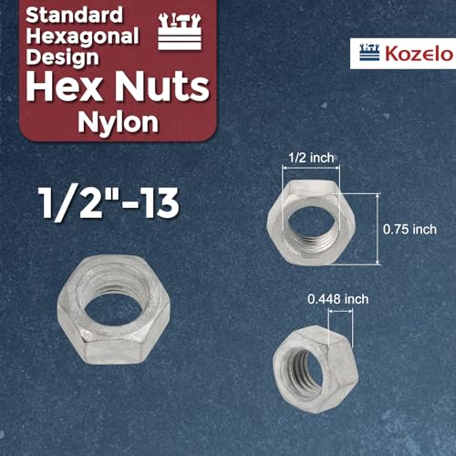 100pcs Hex Nuts 1/2"-13 Carbon Steel Coarse Thread Silver Hot Dip Galvanized Silver 100