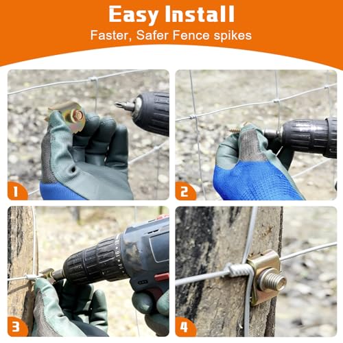 200 Pcs Fence Staples for Wire Reusable Barbed Fence Fasteners Nails for Mesh and Woven Fencing, Metal Grid, Quick Installation with Electric Drill (2 Inch) 200 2 Inch