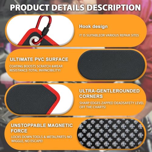 Magnet Repair Tool Kit,Magnetic Tool Mat,Wristband,Magnetic picker&Mirror Red_4PK_Mag_Set