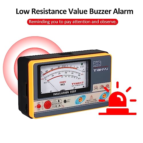 Insulation Meter, Digital Ohmmeter Handheld 500V Voltage Tester for Electrical Equipment Testing with AC Voltage Measurement and Wide Range up to 1000MΩ
