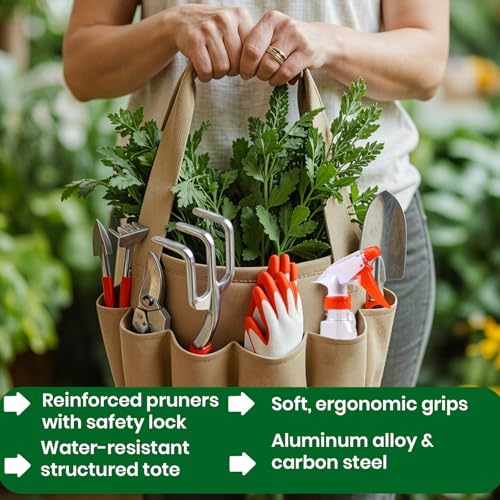Heirloom Herb Seed Kit & 11-Piece Heavy-Duty Garden Tool Tote Set