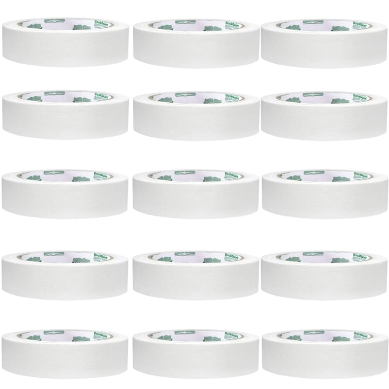 BookGuard 1 Inch Premium Bookbinding Repair Cloth Tape, 15 Yard Roll, White - Case of 15