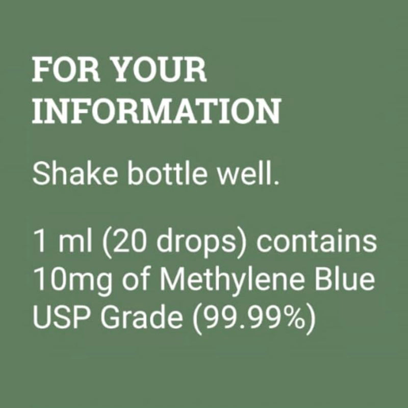 Earth Harmony Methylene Blue, 1% USP (Pharmaceutical) Grade, with Nano Liquid Gold for Photodynamic Research, Miron Glass Bottle (2 Oz)