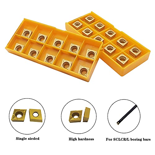 40pcs CCMT09T304/CCMT32.51 TCMT110204/21.51 Carbide Turning Inserts,CCMT/TCMT Insert Mutilayer Coated CNC Lathe Replacement Cutters Inserts for Lathe Turning Tool Holder Boring Bar