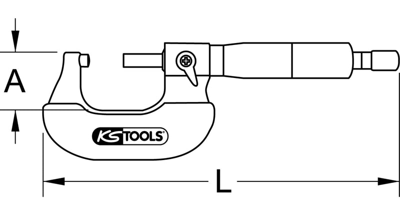 KS Tools 300.0555 outside micrometer, 0-25mm 0-25 mm