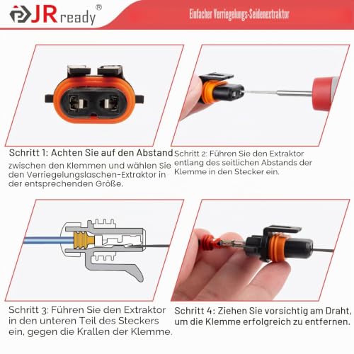 JRready JRconDRK-AMP1.5 Terminal Extraction Tool, Clamp Extraction Tools for AMP Superseal 1.5 Series, Multilock .070 Te Series 968880,968849,144431-1,144431-3