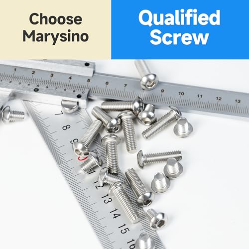 (20 Sets) 3/8-16 Bolt, 3/8 x 2-1/2" Button Head Socket Cap Bolts Screws, 3/8 Bolts and Nuts Set, 304 Stainless Steel 18-8, Fully Threaded, Assorted Bolts Nuts and Washers Kit by Marysino 2-1/2" (Silver) 3/8"-16